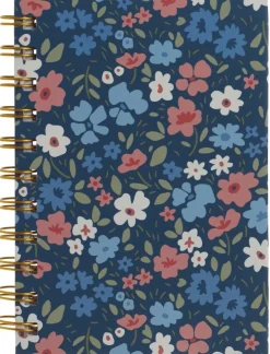 Anteckningsbok A6 linjerad småblom blå