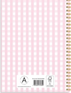 Anteckningsbok A5 linjerad Elin ruta rosa