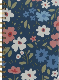 Anteckningsbok A5 linjerad småblom blå