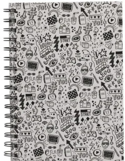 Anteckningsbok A5 linjerad Game vit/svart