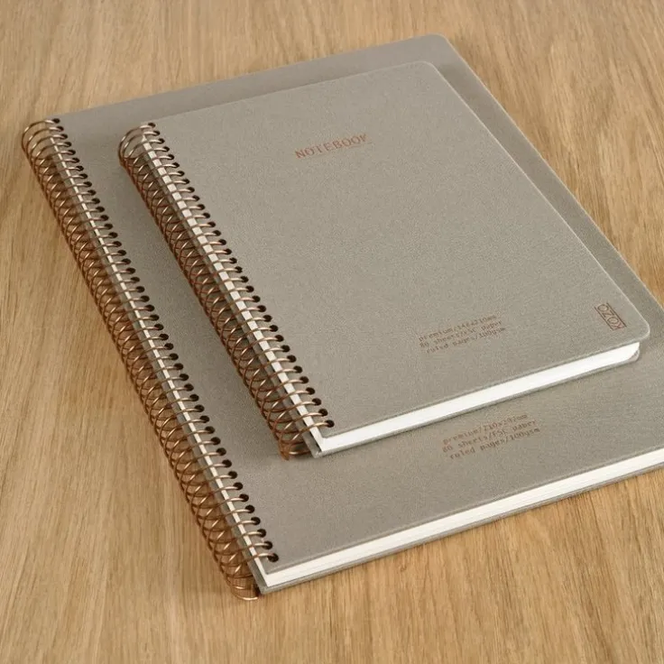 Anteckningsbok A5 linjerad spiral beige