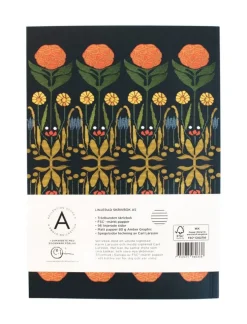 Anteckningsbok A5 mjukband - Carl och Karin Larsson : Kaninblomster