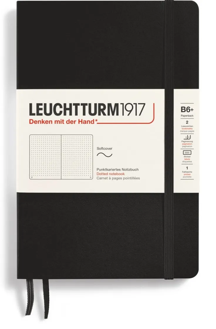 Anteckningsbok B6 Leuchtturm1917 dotted mjuk Black