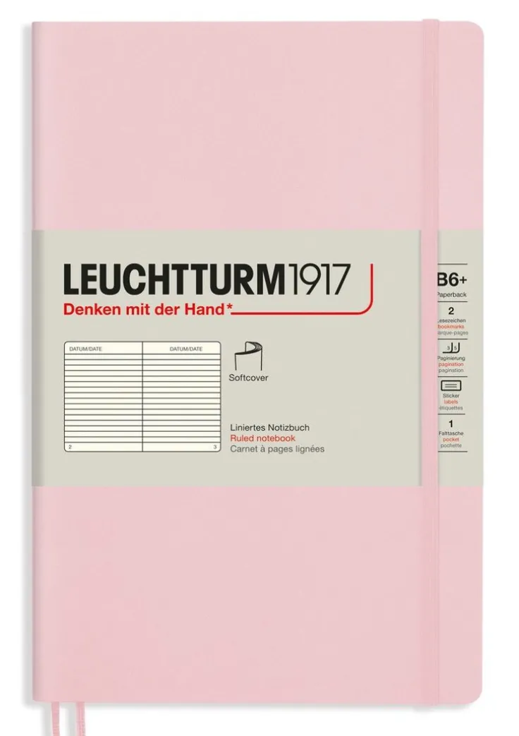 Anteckningsbok Leuchtturm B6 linjerad mjuk puderrosa