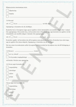 Blankett Hyreskontrakt lägenhet i andra hand