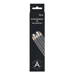 Blyertspenna HB med radertopp 12-pack