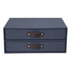 Box m 2 lådor Birger canvas blå