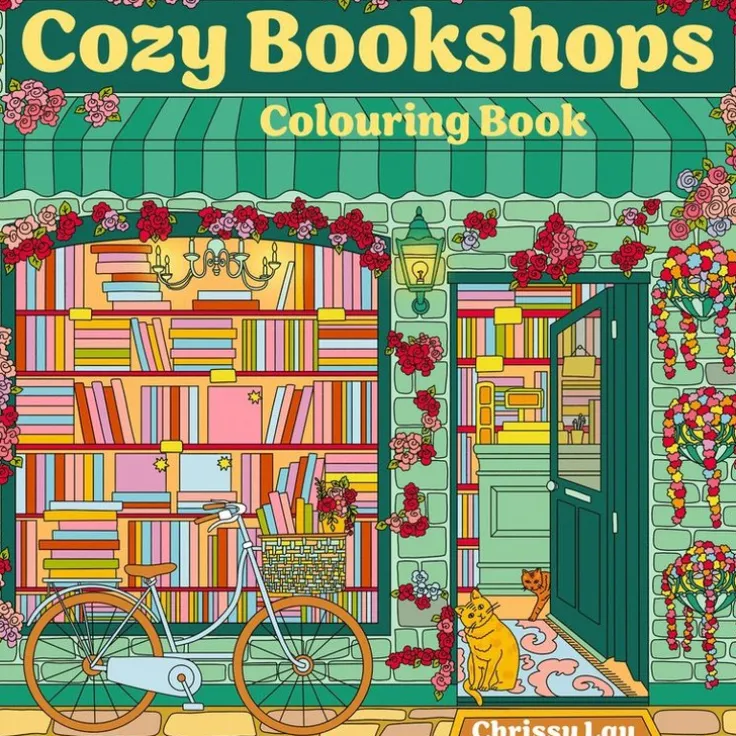 Cozy Bookshops: Colouring Book