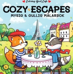 Cozy Escapes. Mysig och gullig Cozy Coloring målarbok från Coloring Book Cafe