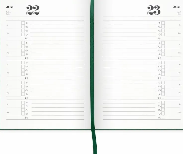 Femårsdagbok A5 grön