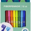Fiberspetspenna 12 färger
