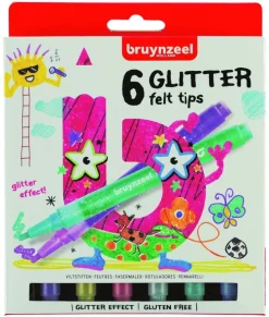 Fiberspetspenna Bruynzeel Glitter 6 färger