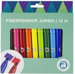 Fiberspetspenna Jumbo 12 färger