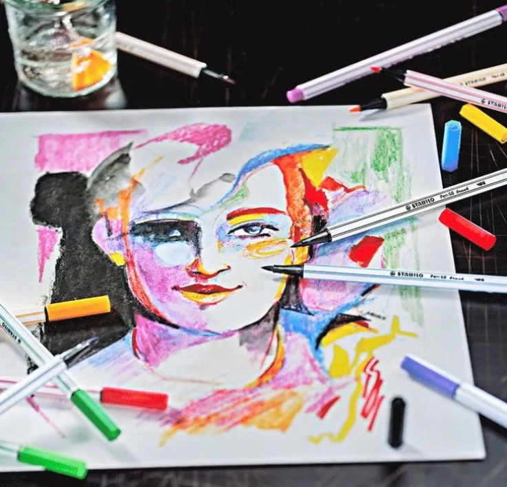 Fiberspetspenna Stabilo Pen68 Brush Arty 12 färger