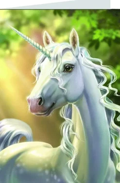 Gratulationskort med kuvert - Vit enhörning