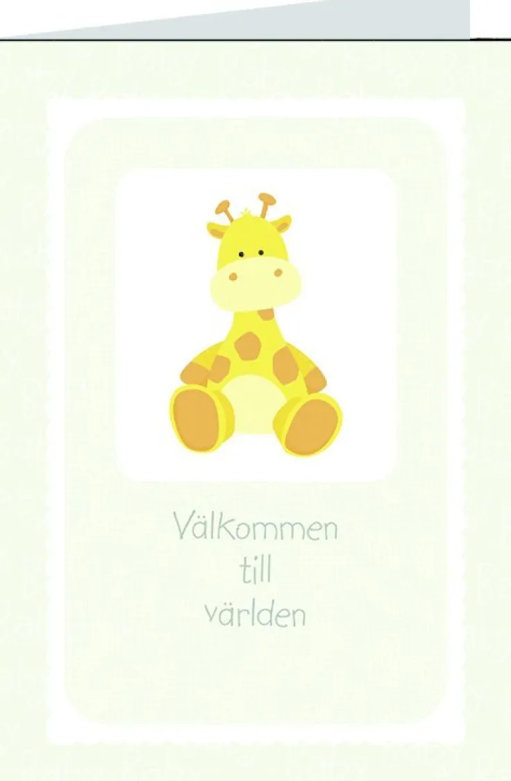 Gratulationskort med kuvert - Välkommen söt giraff