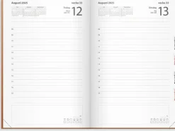 Kalender 2025 Dagbok cognac konstläder