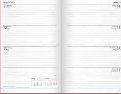 Kalender 2025 Dagbokskalender rött konstläder