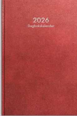 Kalender 2026 Dagbokskalender rött konstläder