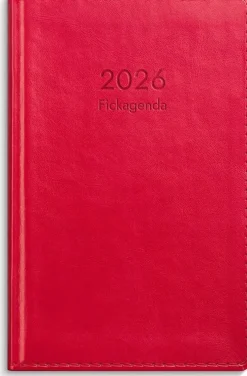 Kalender 2026 Fickagenda rött konstläder