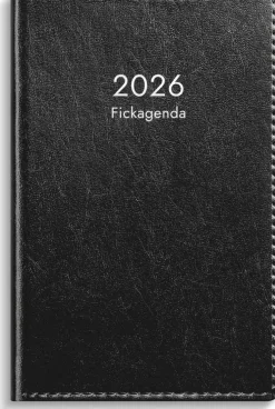 Kalender 2026 Fickagenda svart konstläder