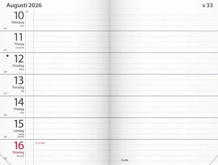 Kalender 2026 Fickagenda svart konstläder