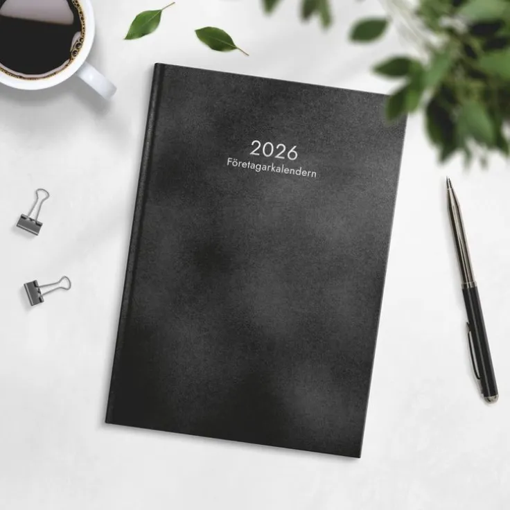 Kalender 2026 Företagarkalendern svart konstläder