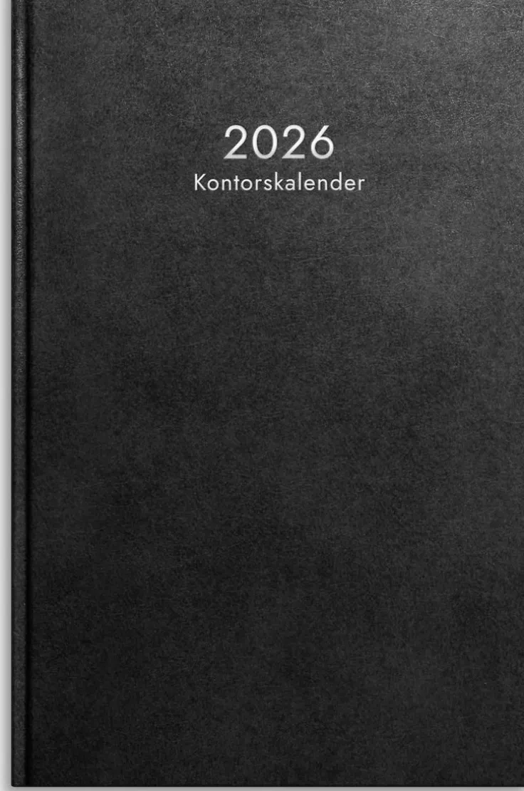 Kalender 2026 Kontorskalender svart konstläder