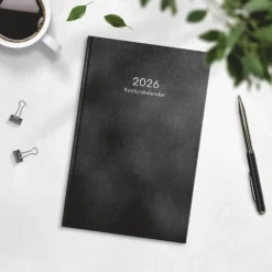 Kalender 2026 Kontorskalender svart konstläder