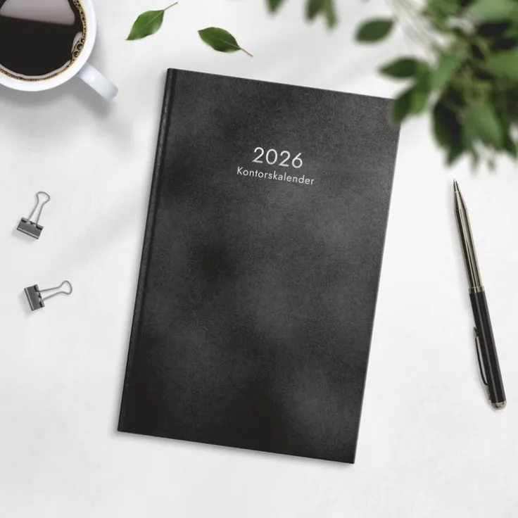 Kalender 2026 Kontorskalender svart konstläder