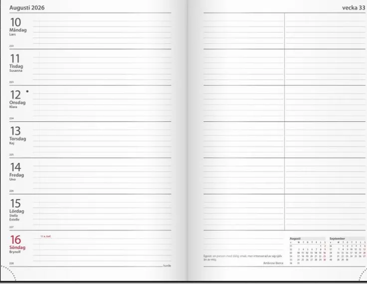Kalender 2026 Kontorskalender svart konstläder