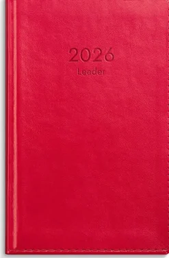 Kalender 2026 Leader rött konstläder