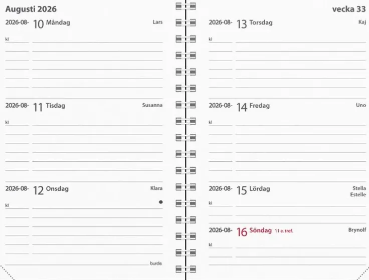 Kalender 2026 Leader svart konstläder spiralb