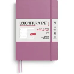 Kalender 2025-2026 Leuchtturm A5 Vecka/Uppslag notes 18mån mjuk Dusty rose