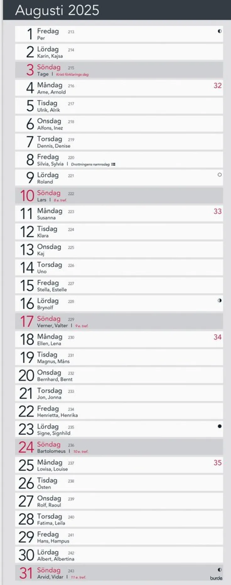 Kalender 2025 Liten Bordskalender Elegant
