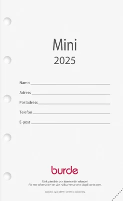 Kalender 2025 Mini kalendersats