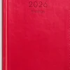 Kalender 2026 Prestige rött konstläder