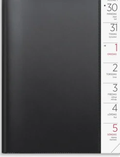 Kalender 2025 Stor Veckokalender svart plast