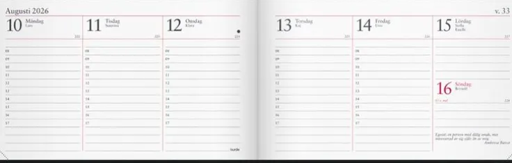 Kalender 2026 Veckokalendern svart skinn