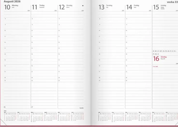 Kalender 2026 Weekly A5 rosa konstläder