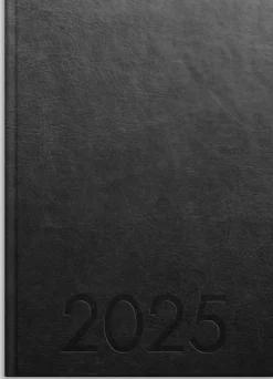 Kalender 2025 Weekly A5 svart konstläder