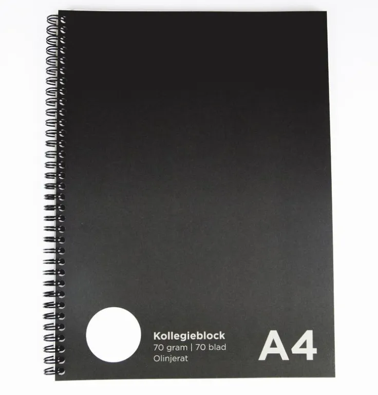 Kollegieblock A4 olinjerat svart