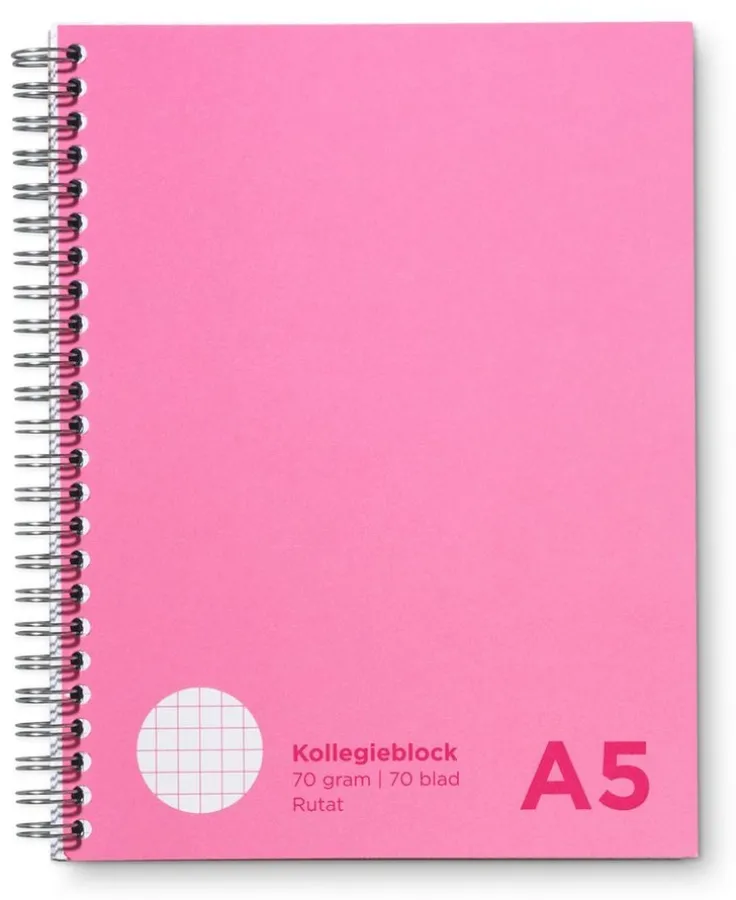 Kollegieblock A5 rutat rosa