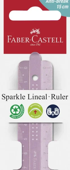 Linjal 15cm Anti-break lila, rosa, turkos