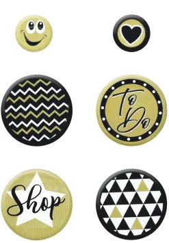 Magnet glas 6st svart-vit