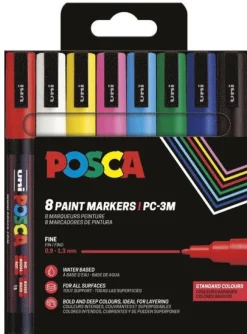 Marker Posca PC-3M 8 basfärger