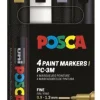 Marker Posca PC-3M guld, silver, vit, svart