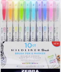 Markerpenna Zebra Mildliner Brush 10 färger
