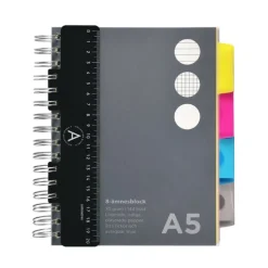 Ämnesblock A5 - 8 flikar svart