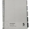 Ämnesblock A4 5 flikar - grå inlaga/vita linjer